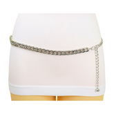 Silver Metal Chain Links Belt Hip Waist Size S M L